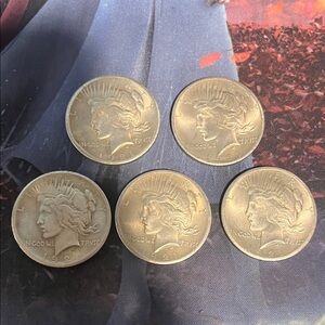 5 1921 silver peace dollars